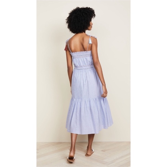 NWT Red Carter Smocked Ayala Blue & White Striped Midi Dress - Picture 3 of 8